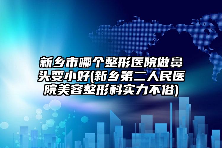 新乡市哪个整形医院做鼻头变小好(新乡第二人民医院美容整形科实力不俗)
