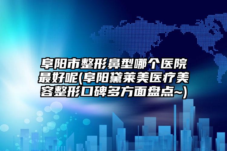 阜阳市整形鼻型哪个医院最好呢(阜阳黛莱美医疗美容整形口碑多方面盘点~)
