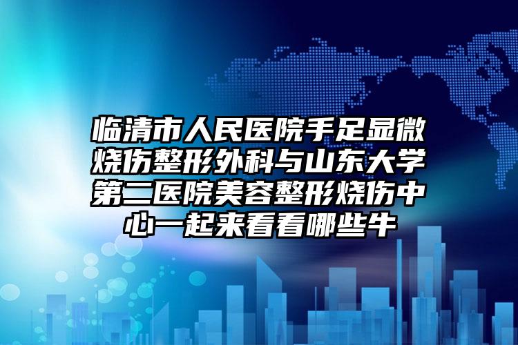 临清市人民医院手足显微烧伤整形外科与山东大学第二医院美容整形烧伤中心一起来看看哪些牛